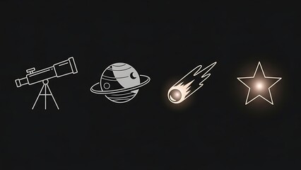 Telescope Observing Planet and Shooting Star.