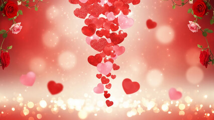 Elegant Valentine Day romantic background with red heart shapes conveying love emotion and seasonal celebration
