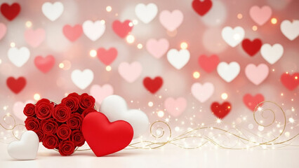 Minimalist Valentine Day romantic background with red hearts symbolizing love emotion and modern holiday design