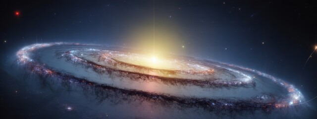 Majestic Spiral Galaxy in Deep Space with Bright Luminous Core and Sparkling Stars, Cosmic Nebula