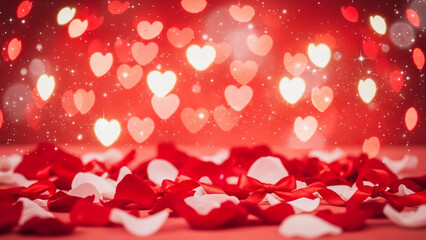 Valentine Day romantic background with red hearts creating love emotion and festive holiday atmosphere for commercial design