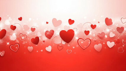 Minimal Valentine Day romantic background with red hearts creating modern love concept and emotional holiday marketing design