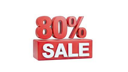 3D 80% Sale 3D Render with Transparent Background