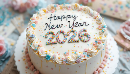 birthday cake with icing happy new year cake beautiful view and seen beautiful background and wallpaper hd photo 2026 new year 