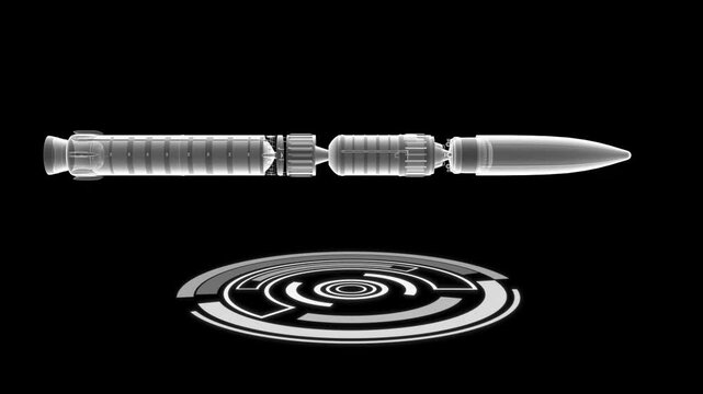 Rocket Missile Exploded View HUD Element &ndash; Loop Animation White Fresnel