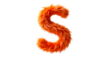 Orange Furry Letter S Alphabet Background - Playful, Textured, 3D Render for Creative Design, Copy Space, Modern, Fun