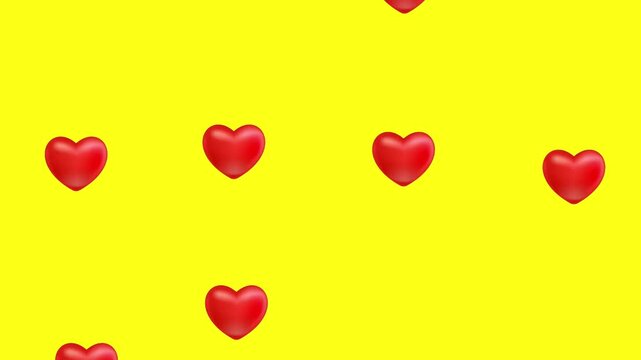 Red Hearts falling romance background animation.