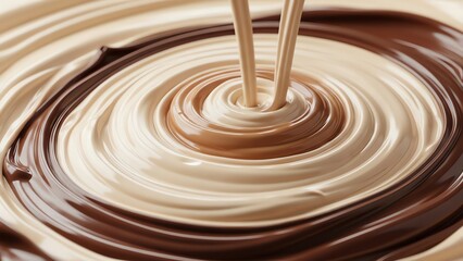 Swirl pattern of chocolate and cream
