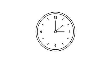 Minimalist line art icon of an analog clock, depicting essential concepts of time, scheduling, deadlines, and punctuality, ideal for efficient management