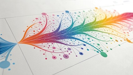 Machine learning growth visual concept with colorful data flow and network connections representing innovation and technology