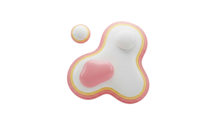 3D Abstract Blob Shapes with Pink and Yellow Layers on transparent background