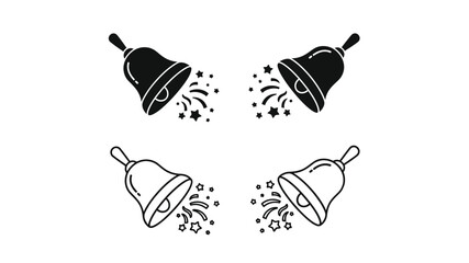 Festive celebration with ringing bells and sparkling star confetti design