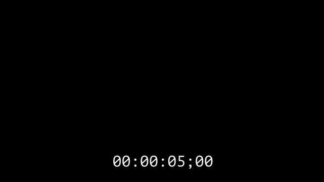 Clean, digital timecode display on a black screen, showing a white monospace font counting upwards in a standard hours:minutes:seconds;frames format.