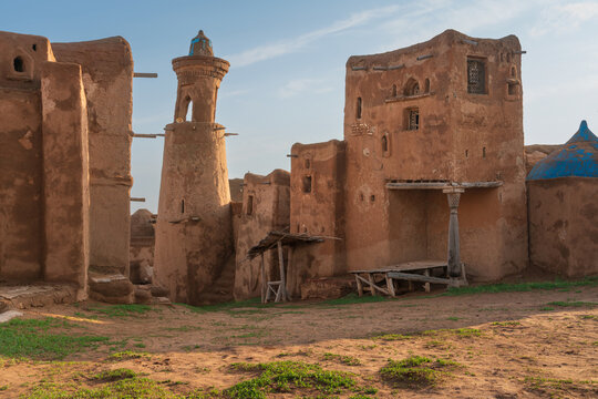 Sarai-Batu Tourist Center dedicated to the history and culture of the Golden Horde Khanate on a sunny summer day, Kharabalinsky district, Astrakhan region, Russia