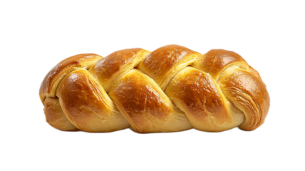 Freshly Baked Golden Brown Braided Bread Loaf on Black Background