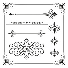 Fototapeta premium Set of Vintage decorative lines. text dividers. Line border. Lines separators, Borders, Vintage dividers, Underline elements. Divider set vector. Vector illustration.Line dividers.