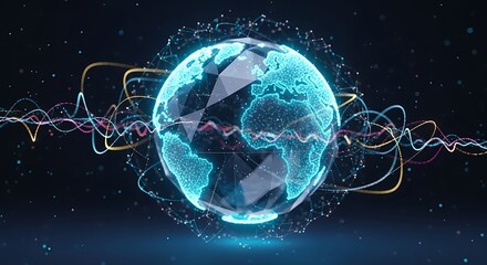 Global Network Technology Concept with Glowing Digital Earth