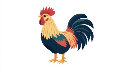 Fototapeta premium Colorful rooster illustration on white background isolated vector design