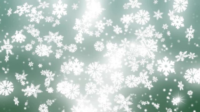 A green background with white border and screen snow falling from the top snowflakes on blue flakes photo stars it moon in sky green screen animated chromakey background figure scene