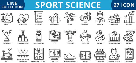 Sport science icon set outline style icon set collection vector illustration