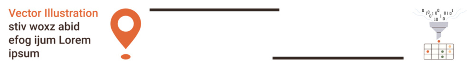 Obraz premium Data analysis, information workflow, big data, filing system, organization, data filtering. Orange pinpoint icon, arrows funnel diagram. Data analysis and workflow concept