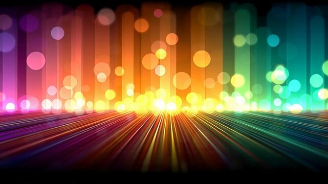Abstract pixelated explosion of light with vibrant multicolor rays and bokeh effects in a futuristic digital environment 4K