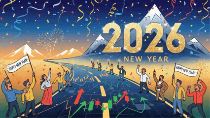 2026 New Year Greeting Card stock illustration