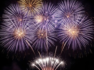 Silvester 2026, new year, new year's eve, party, new years eve background banner panorama long- purple firework fireworks display on rustic dark night sky, wallpaper 
