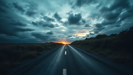 A dramatic split in the road under a moody sky, symbolizing life's pivotal choices.