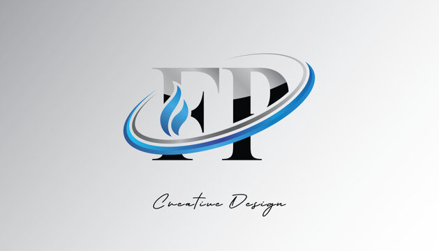 FP Flame Swoosh Monogram Logo &ndash; Energy, Tech & Futuristic Branding