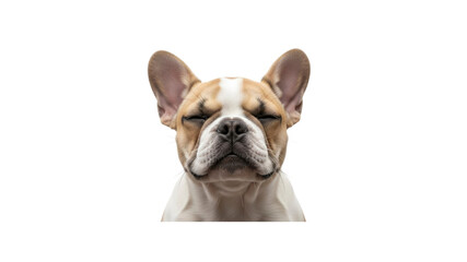 Close up portrait of a sleeping French bulldog