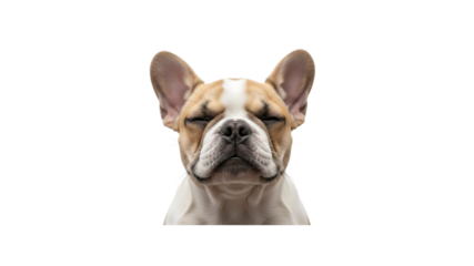 Close up portrait of a sleeping French bulldog