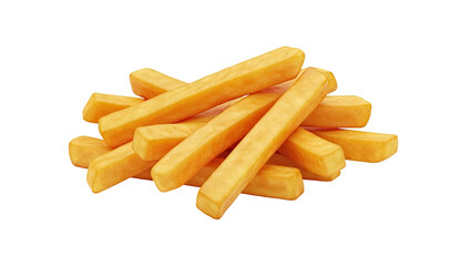 3D Pile of Golden French Fries on transparent background