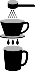 シンプルなハンドドリップコーヒーのイラスト モノクロ