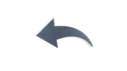 3D metallic reply arrow icon on transparent background