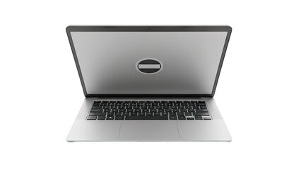 3D Modern Laptop with a Prohibition Symbol on Screen on transparent background
