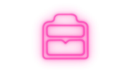 A simple outline icon of a wallet or card holder with two compartments on a bright pink gradient background isolated on transparent background