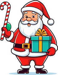 Cute Cartoon Santa Claus Holding Colorful Christmas Presents