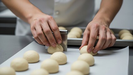 Baker Preparing Dough Balls for Baking.