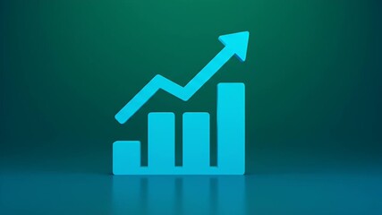 A blue graph with an upward trending arrow shows business growth on a green background - Powered by Adobe