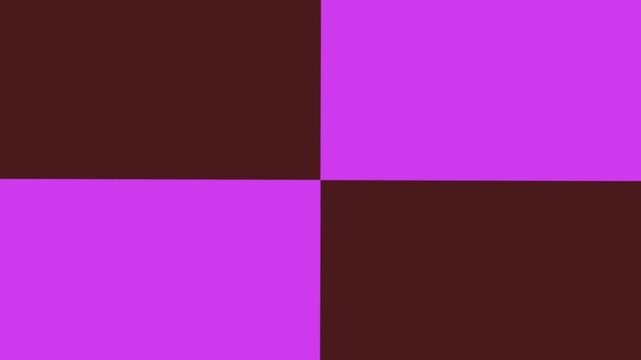 Dynamic, rotating checkerboard-style pattern that constantly shifts between bold color blocks like purple, green, and orange.