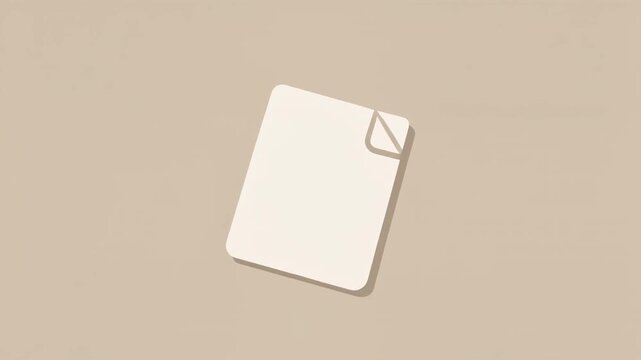 Minimalist elegant blank page document with a soft shadow on a clean light background