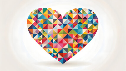 Abstract colorful heart shape on light background