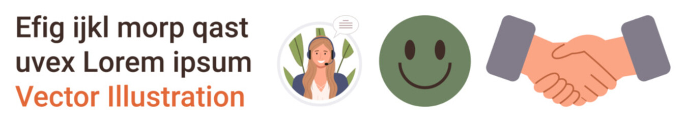 Fototapeta premium Business, partnerships, mental health, positivity, counseling, teamwork. happy face, handshake therapist character. Business agreements and mental health inspired conceptual ion