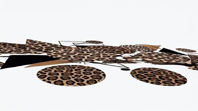 Dynamic Leopard Print Geometric Shapes Animation on White Background