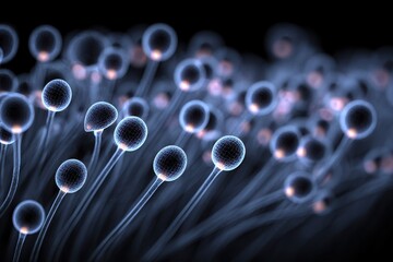 Abstract Representation of Sperm Cells in Dark Background Setting