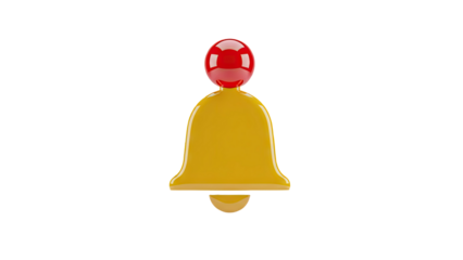 3D Notification Bell Icon on transparent background
