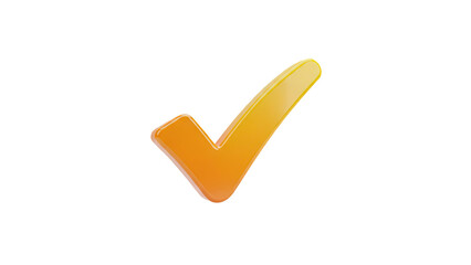 3D Orange and Yellow Check Mark Icon on transparent background