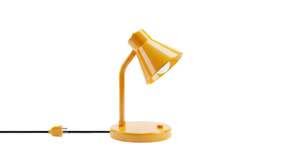 3D Orange desk lamp with plug and cord transparent background