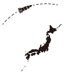 Japan Map and Missile Silhouette Vector Illustration for Security and Defense News